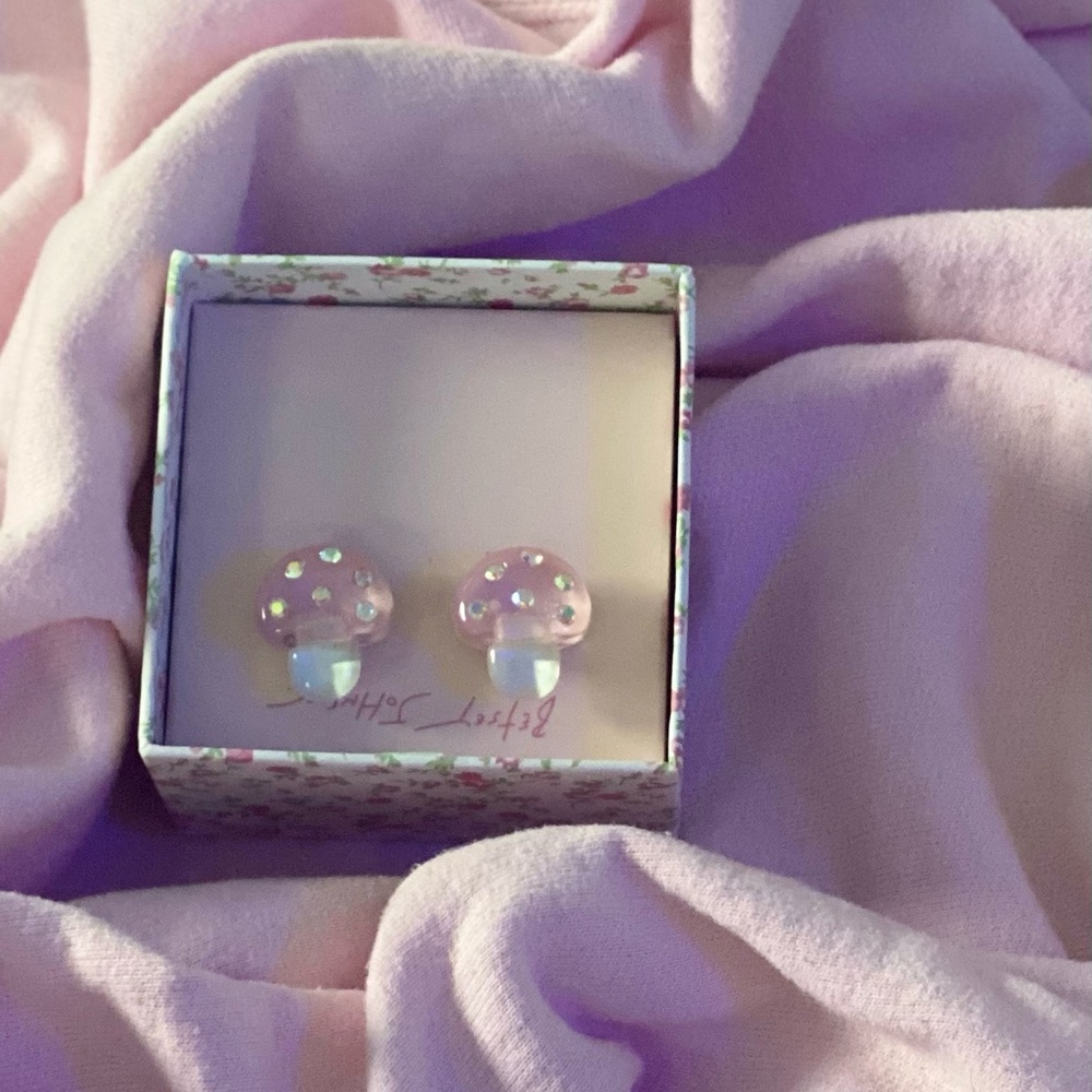Pink and White Dome Stud Earrings Jewelry